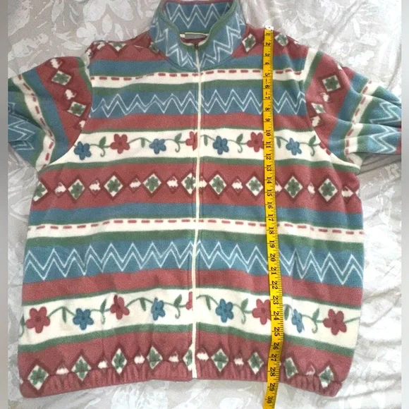 Vintage Alfred Dunner Nautical full zip Coastal Grandma style Plushy Fleece XXL - Picture 7 of 9